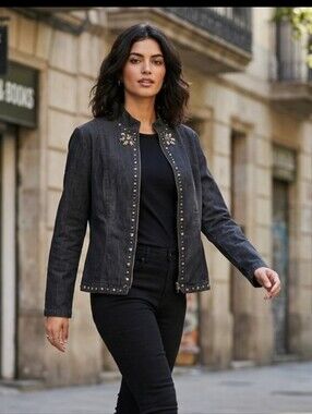 Alfred Dunner Black Denim Jacket